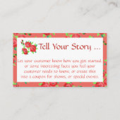  klein rood en koraalbloemig Visitekaartje Kortingskaartje (Achterkant)