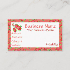  klein rood en koraalbloemig Visitekaartje Kortingskaartje