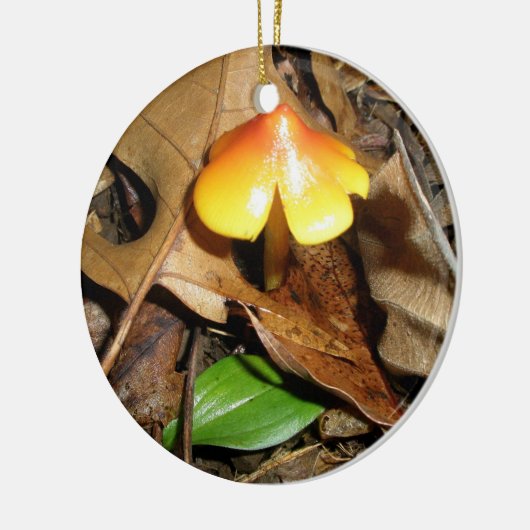 Klein-rood-geel kerstkerstkerstsieraar keramisch ornament (Links)