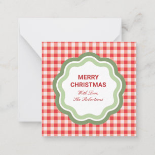 Klein rood geruit gepersonaliseerd cadeau-envelop notitiekaartje
