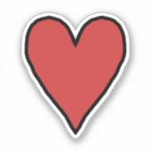 Klein rood hart van liefde 10 sticker (Voorkant)