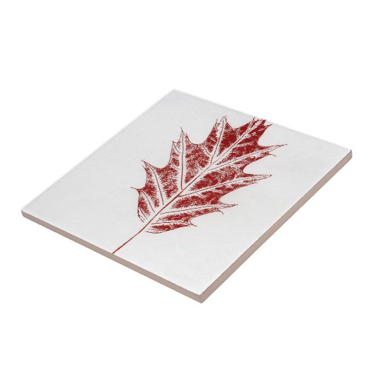 Klein rood herfstblad tegeltje (Zijkant)