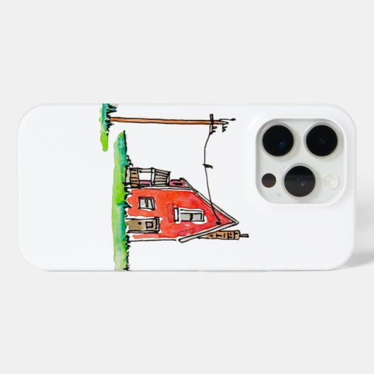 Klein rood huis met elektriciteitsleiding Case-Mate iPhone case (Achterkant (horizontaal))