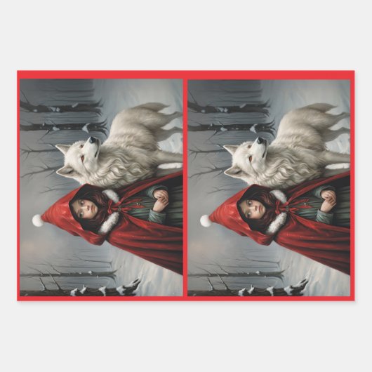 Klein rood kerstcadeau inpakpapier vel (Voorkant 3)