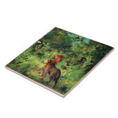 Klein rood, mooi kunstschilderij tegeltje (Zijkant)