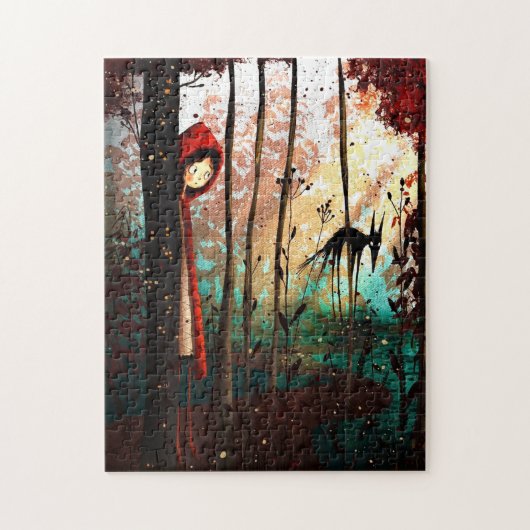 Klein rood sprookje wolf legpuzzel (Verticaal)