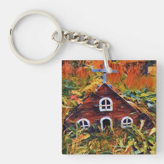 Klein Rood SprookjesHuis  Sleutelhanger (voorkant)