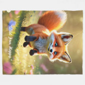 "Klein Rood Vosspel" Fleece Deken (Voorkant (Horizontaal))