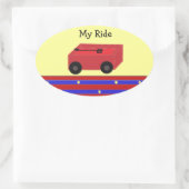 Klein rood wagentje ovale sticker (Tas)