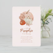 Klein Roos Gold en roze pompoen Baby shower Folie Uitnodiging (Staand Voorkant)