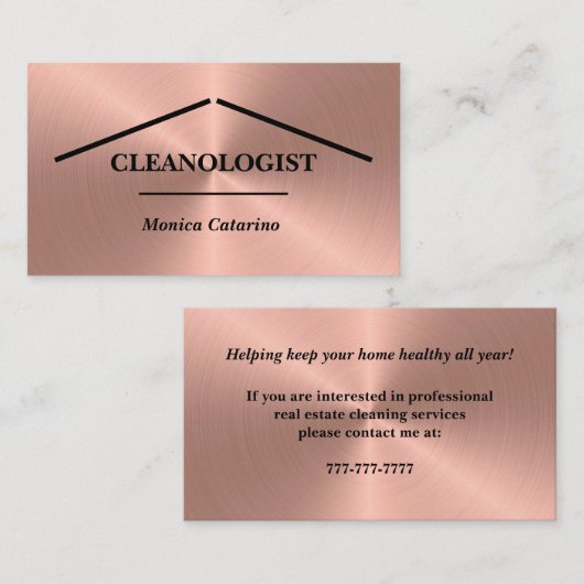 Klein Roos Gold Home Cleaning Visitekaartje (Voorkant / Achterkant)