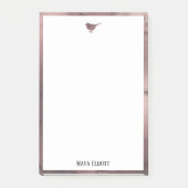 Klein Roos Goud Marmeren Vogel & Rand op Wit Post-it® Notes (Voorkant)