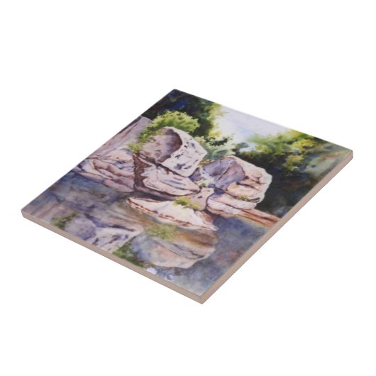 Klein rots- en waterschilderij, tegeltje (Zijkant)