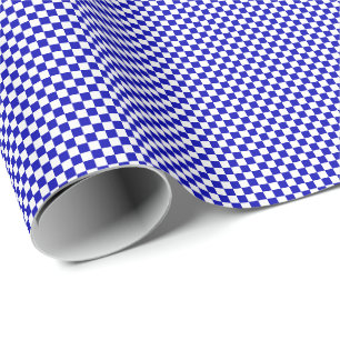 Klein Royal Blue- en White Checks — Verpakkingspap Cadeaupapier