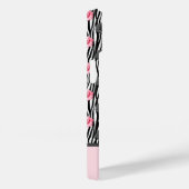 Klein roze en grijs Roos Patroon op zwarte cirkels Case-Mate iPhone Case (Achterkant / Rechts)