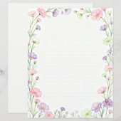 Klein roze en paarse bloemen briefpapier (Voorkant / Achterkant)