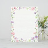 Klein roze en paarse bloemen briefpapier (Staand voorkant)