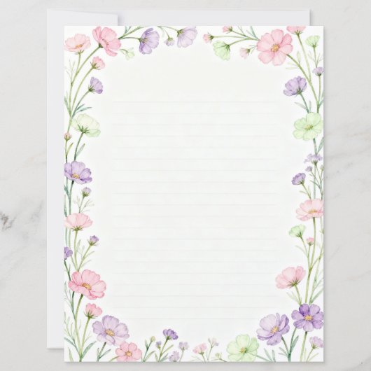 Klein roze en paarse bloemen briefpapier (Voorkant)