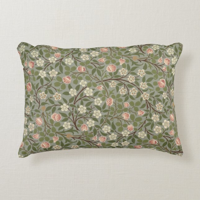 Klein roze en wit bloemmapontwerp decoratief kussen (Voorkant)