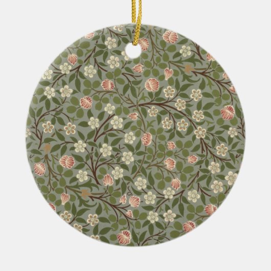Klein roze en wit bloemmapontwerp keramisch ornament (Voorkant)