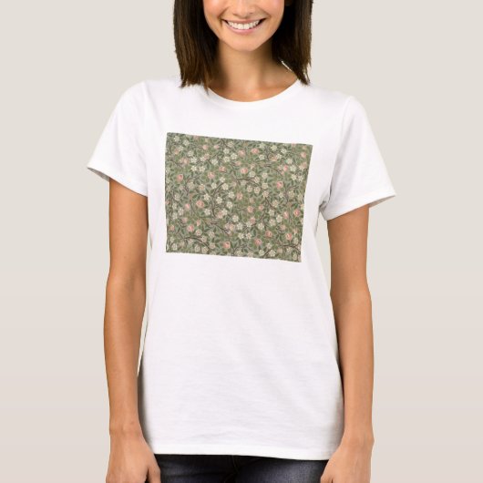 Klein roze en wit bloemmapontwerp t-shirt (Voorkant)