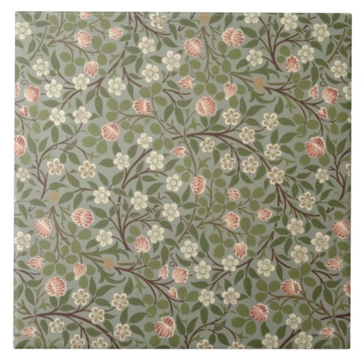 Klein roze en wit bloemmapontwerp tegeltje (Voorkant)