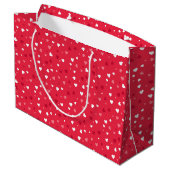 Klein roze en wit hart gepatterd groot cadeauzakje (Achterkant Gekanteld)