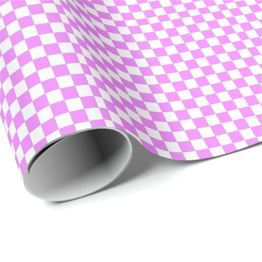 Klein roze wit geruit patroon cadeaupapier (Rol Hoek)