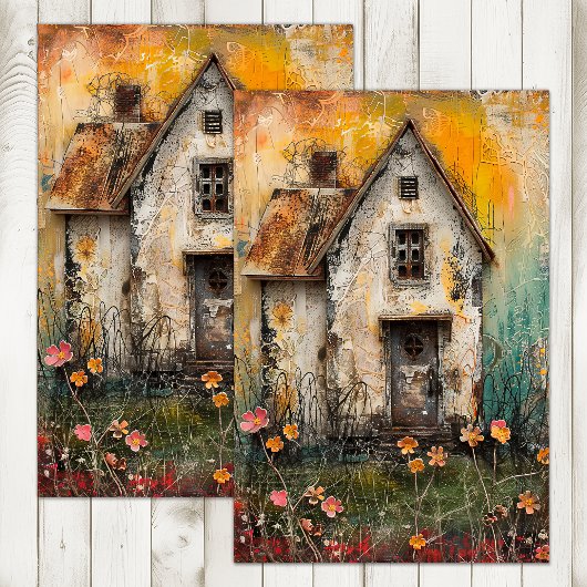 KLEIN SAAI LANDHUIS GEMENGDE MEDIA DECOUPAGE TISSUEPAPIER