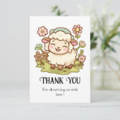 Klein Schaap Baby shower Bedankkaart (Staand voorkant)