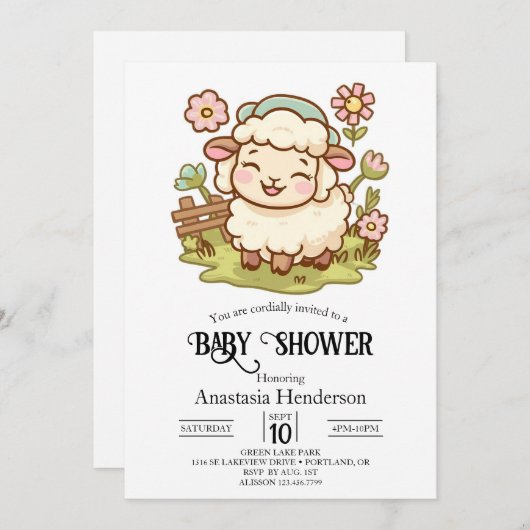 Klein  Schaap Baby shower Kaart (Voorkant / Achterkant)