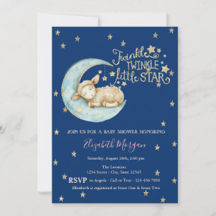 Klein Schaap,Maan,Twinkle Twinkle Star Baby Shower Kaart