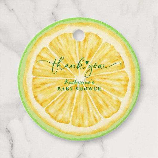 Klein schatje op komst Citroen citroen baby shower Bedankjes Labels (Voorkant)