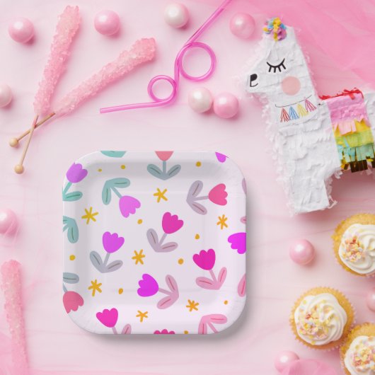 Klein Schattige bloemenpatroon Papieren Bordje (Feest)