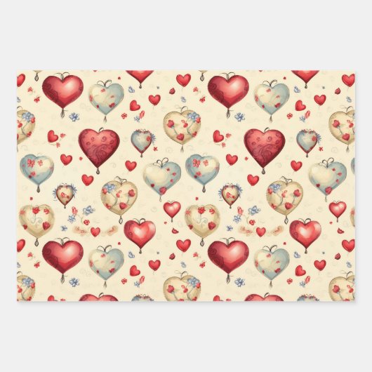 Klein Schattige  Valentijnsdag Pattern Inpakpapier Vel (Voorkant)