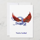 Klein, schitterend blauw draak met vuurvleugels kaart (Voorkant)