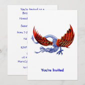 Klein, schitterend blauw draak met vuurvleugels kaart (Voorkant / Achterkant)