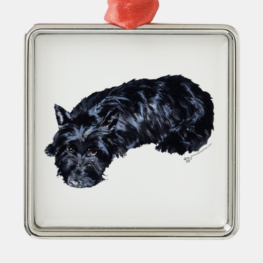 Klein Scottish Terriër Ornament om te Rusten (Voorkant)