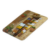 Klein shope met kunstwerk voor verkoop op stoep magneet (Linkerzijde)