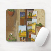 Klein shope met kunstwerk voor verkoop op stoep muismat (Met muis)