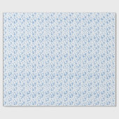 Klein Sierlijk Blauw Bloemen Cadeaupapier (Vlak)