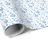 Klein Sierlijk Blauw Bloemen Cadeaupapier (Rol Hoek)