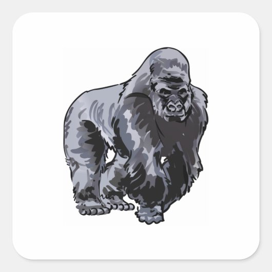 KLEIN SILVERBACK GORILLA VIERKANTE STICKER (Voorkant)