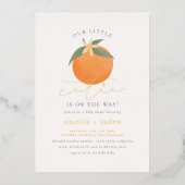 Klein Sinaasappel bloesem Baby shower Folie Uitnodiging (Voorkant)