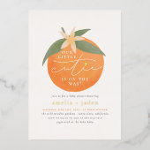 Klein Sinaasappel  Couple's Baby shower Folie Uitnodiging (Voorkant)