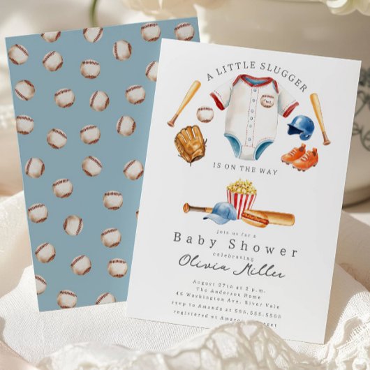 Klein Slagman Honkbal Baby Shower Uitnodiging