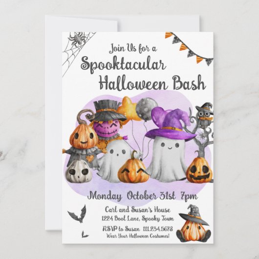 Klein spook Halloween-feestje Kaart (Voorkant)