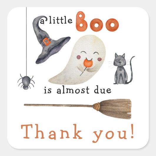 Klein spookje - babyshower bedankt vierkante sticker (Voorkant)