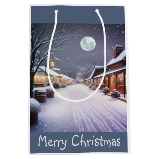 Klein stadje kerst medium cadeauzakje (Voorkant)