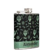 Klein Steampunk Verdigris ballonnen Thema Aangepas Heupfles (Rechts)